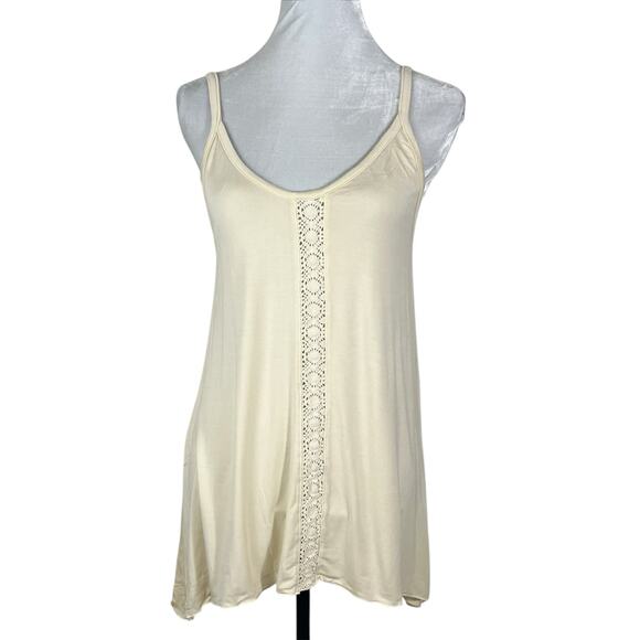 San Francisco City Lights Gypsy Girl Lace Cami Tank Top Cream/Tan Size Large NEW - Picture 2 of 7
